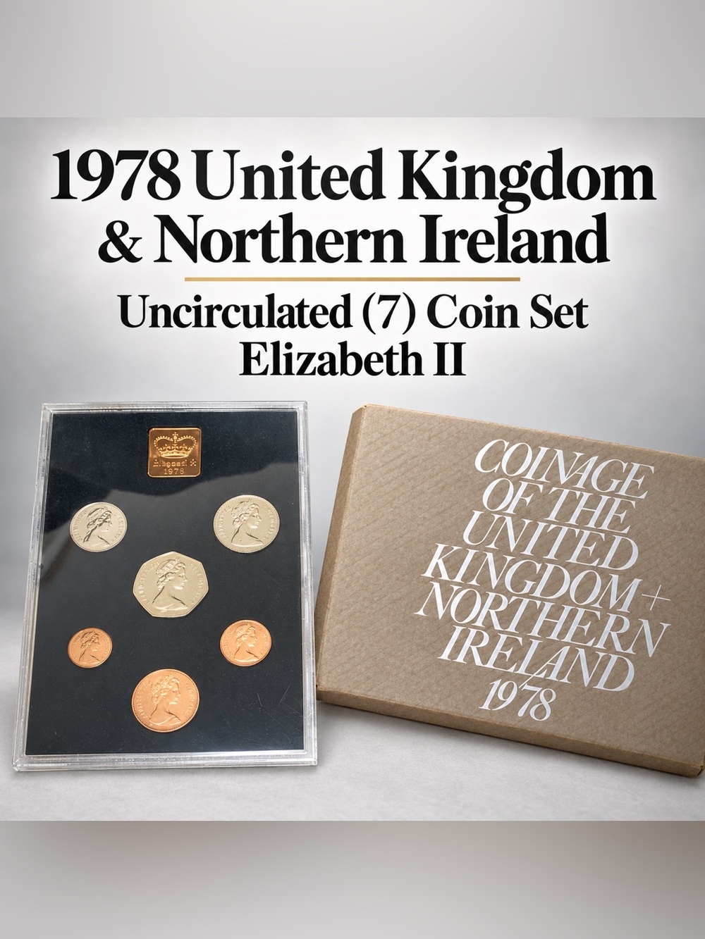 🪙1978 United Kingdom & Northern Ireland Uncirculated 7 Coin Set – Elizabeth II